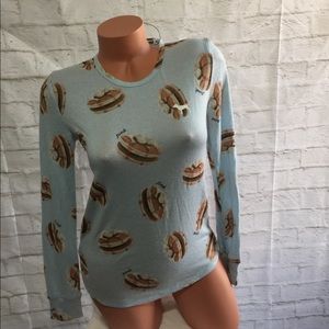 NWT VS/PINK Sleepwear Top XS Light Blue, Pancakes